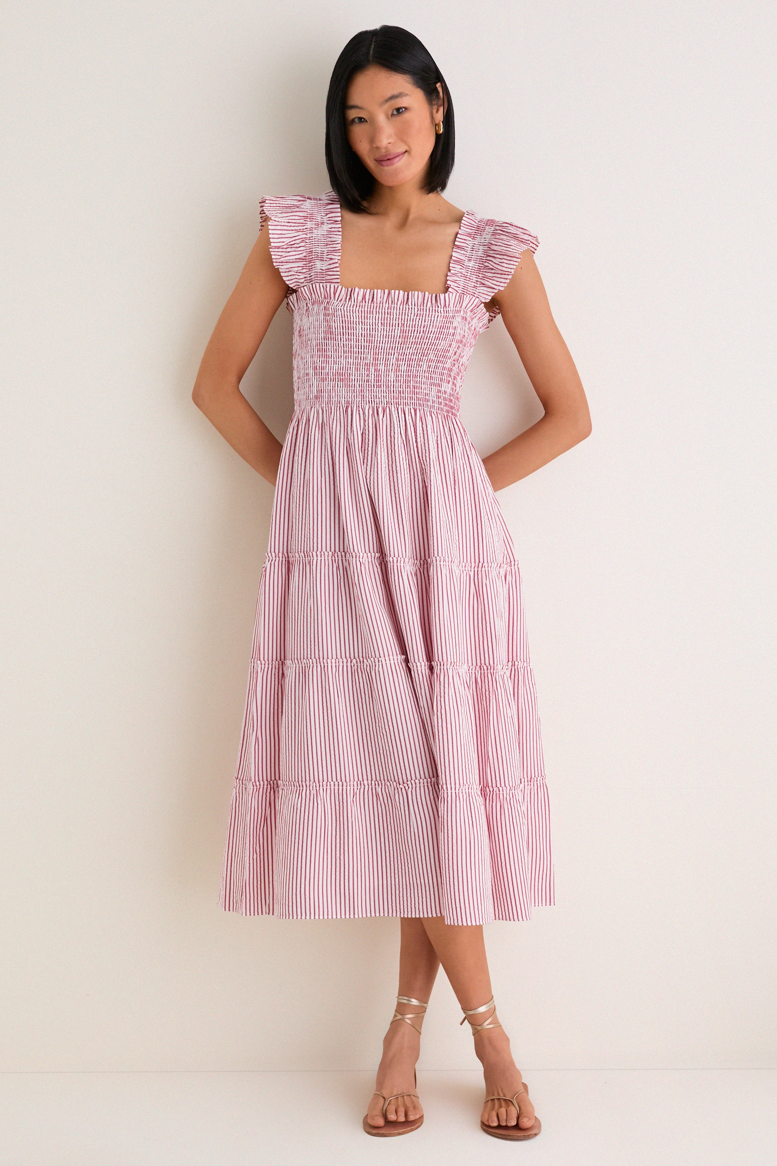Red Ticking Stripe Ellie Nap Dress