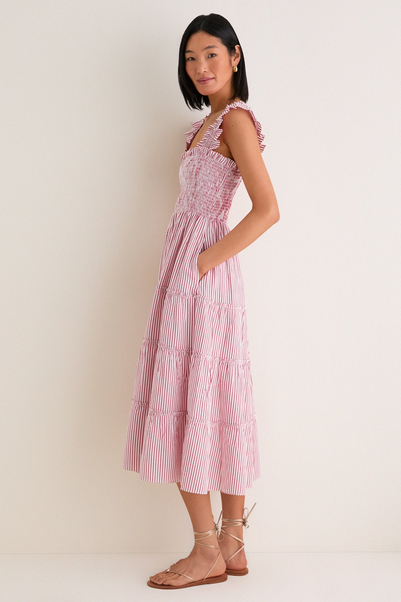 Red Ticking Stripe Ellie Nap Dress