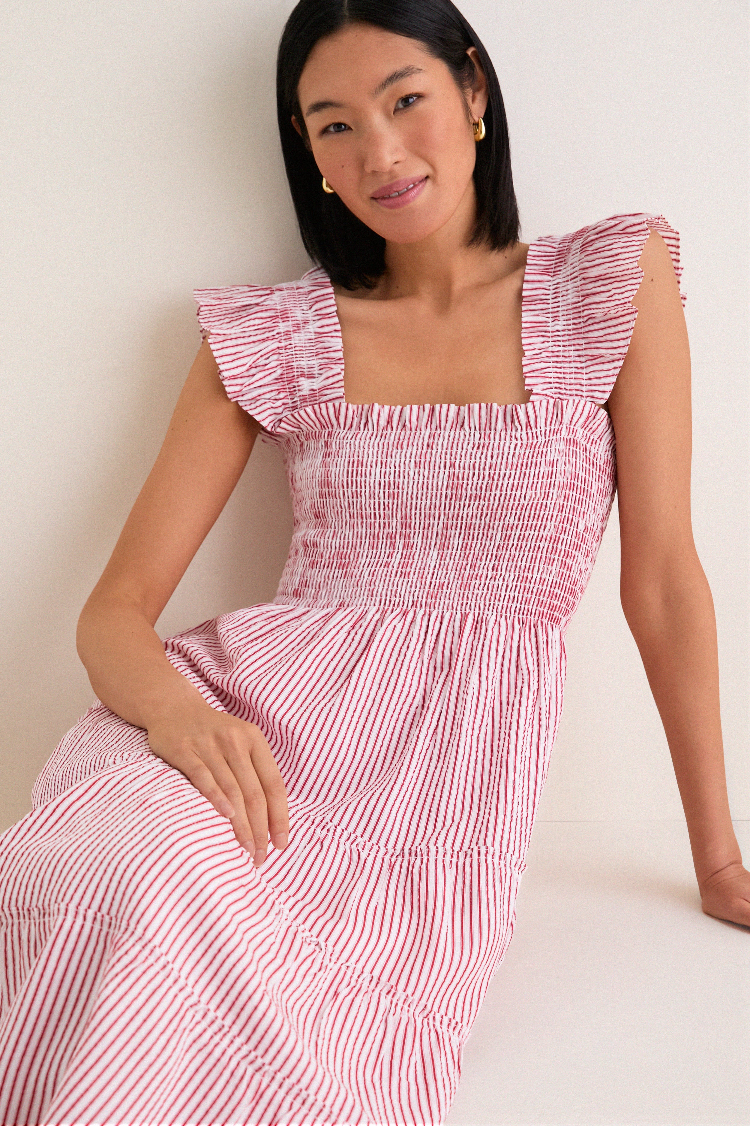 Red Ticking Stripe Ellie Nap Dress