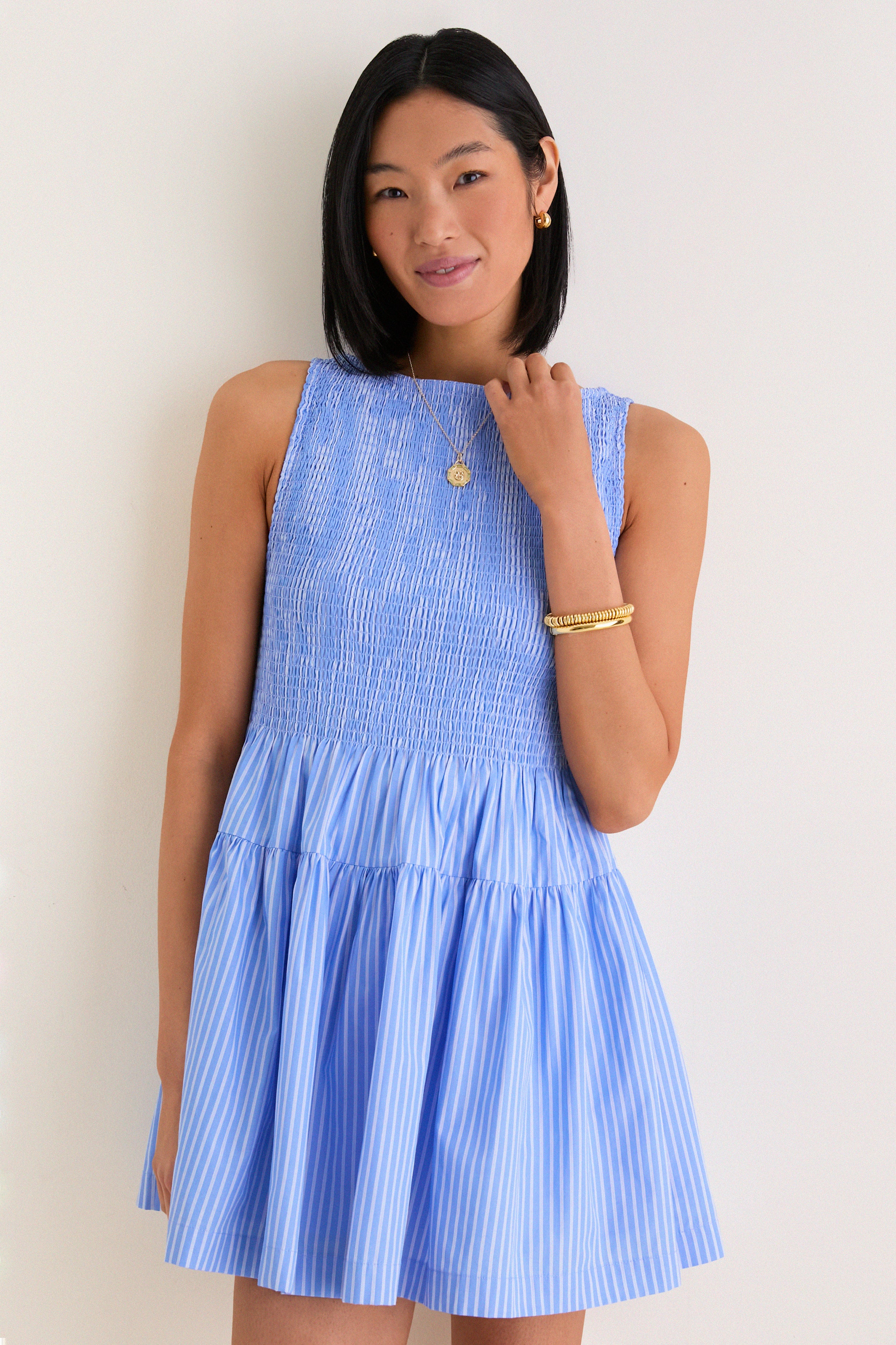 Blue Stripe Cosima Mini Nap Dress