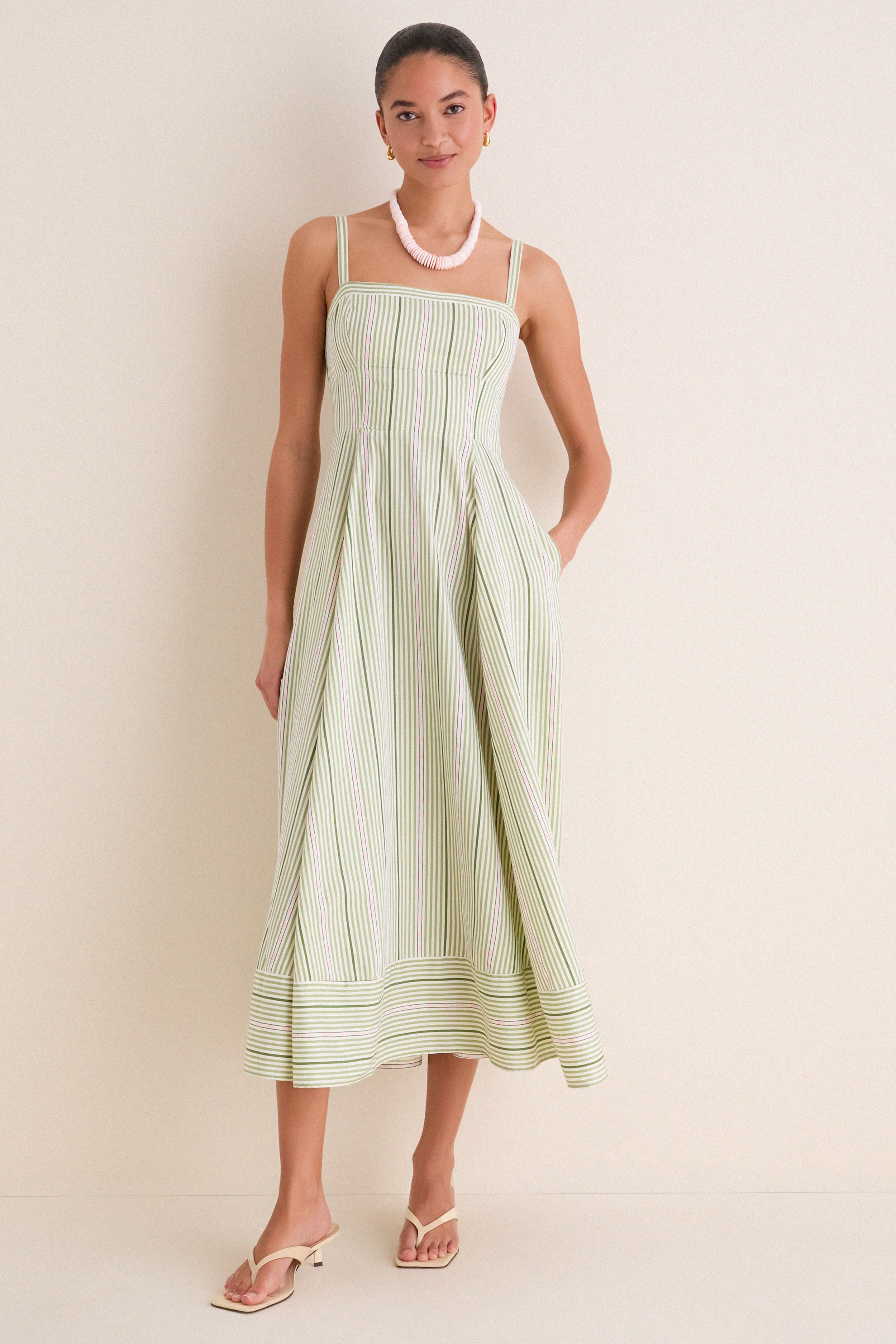 Green Jacquard Stripe Margot Dress