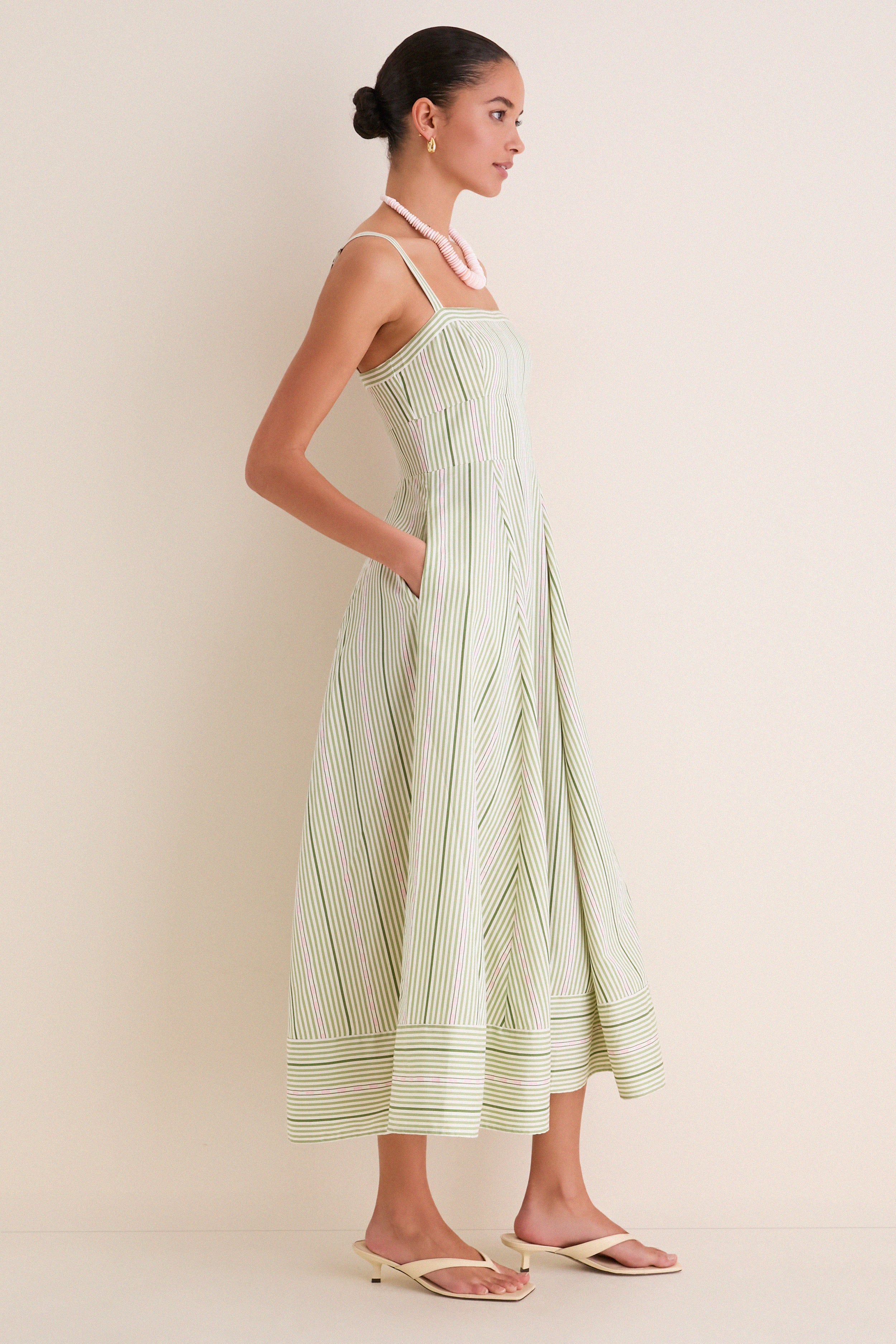 Green Jacquard Stripe Margot Dress
