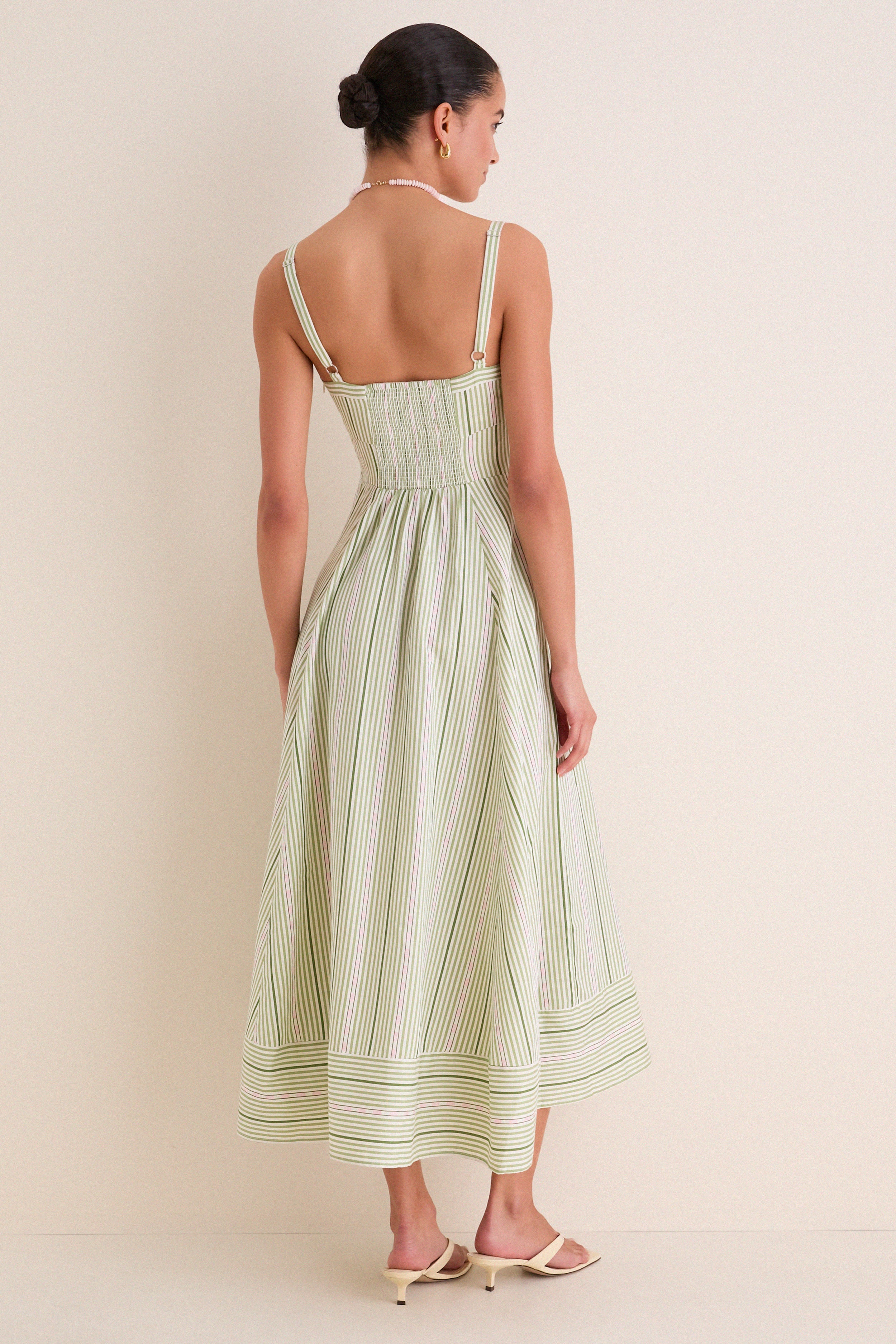 Green Jacquard Stripe Margot Dress | Hill House Home