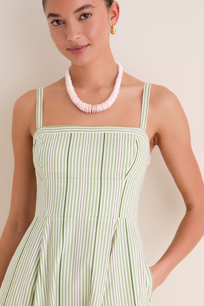Green Jacquard Stripe Margot Dress | Hill House Home