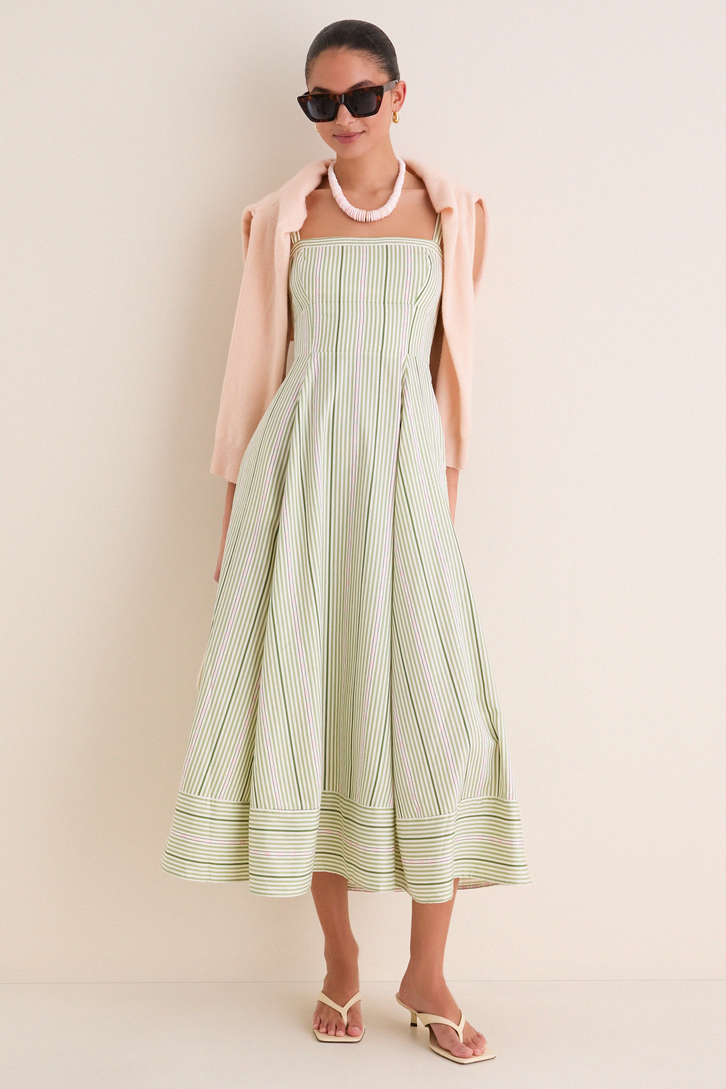 Green Jacquard Stripe Margot Dress
