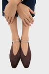 Dark Brown Satin with Crystals Emery Flats