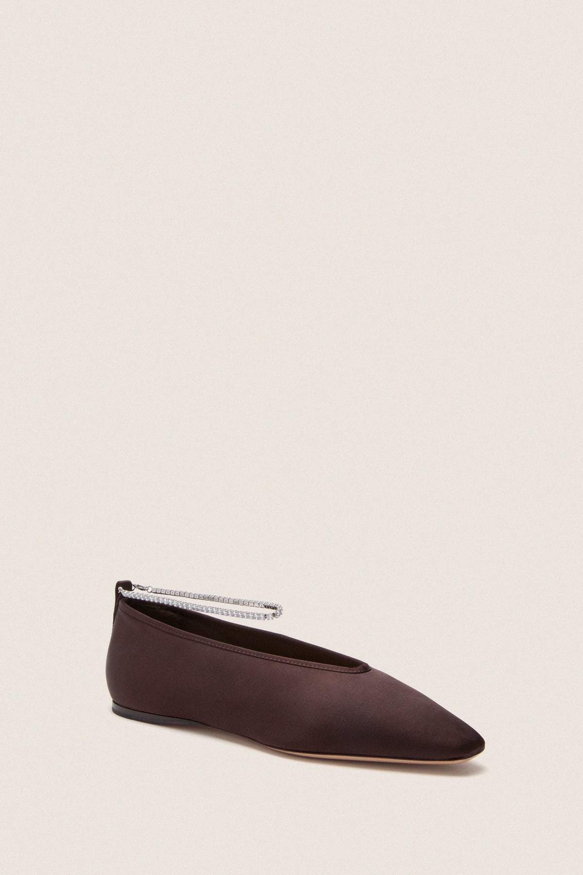 Dark Brown Satin with Crystals Emery Flats