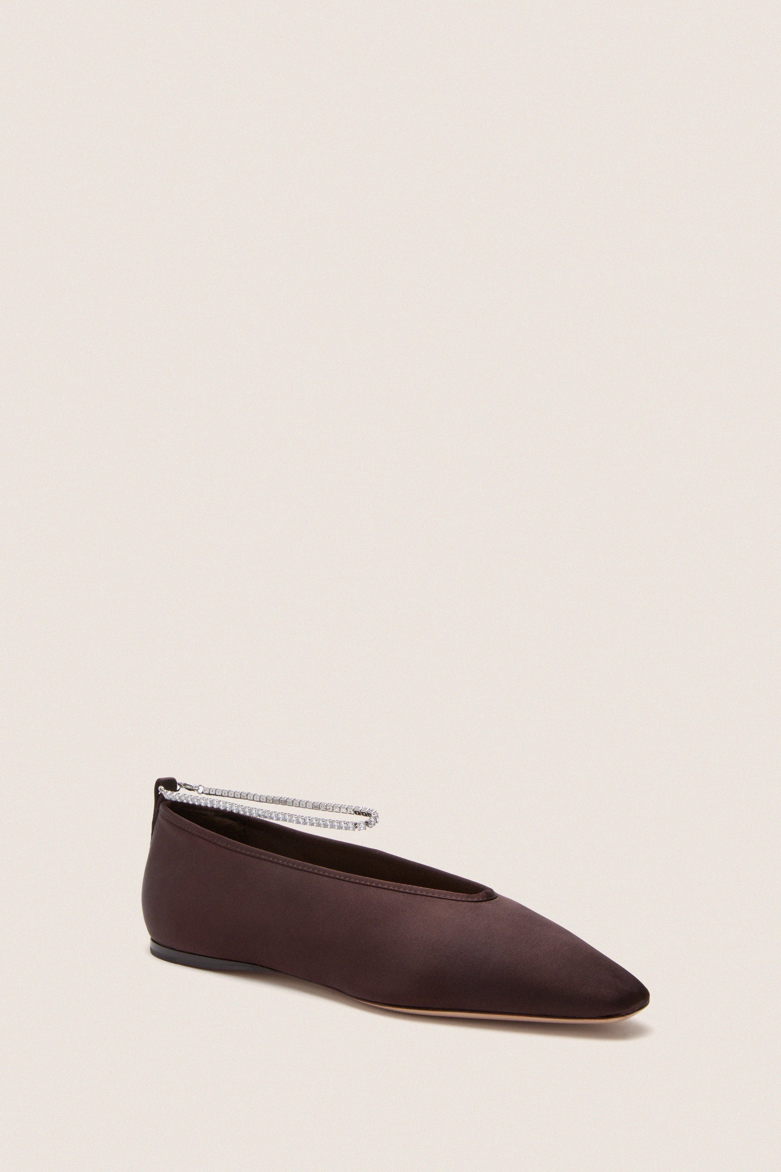 Dark Brown Satin with Crystals Emery Flats