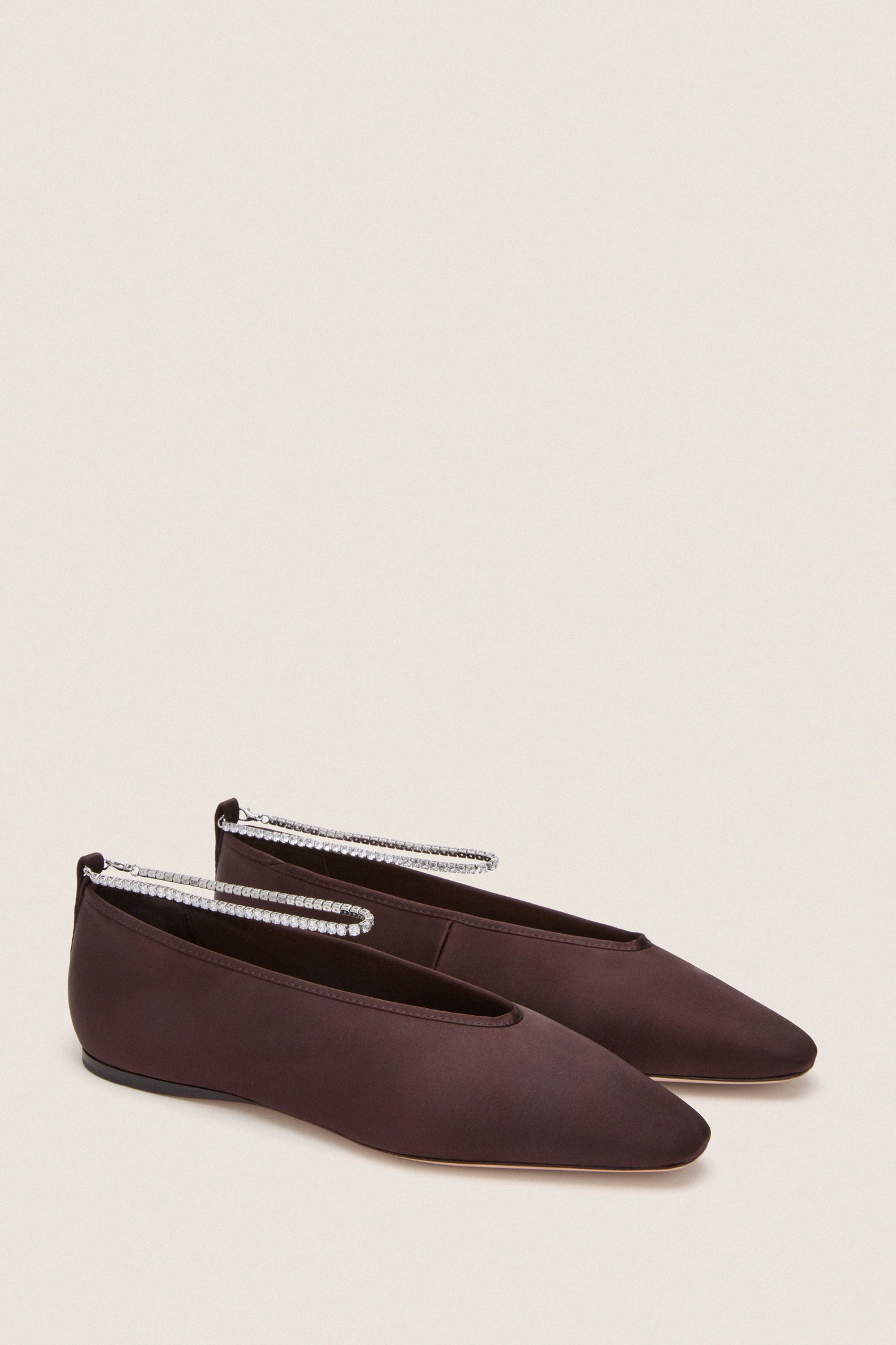 Dark Brown Satin with Crystals Emery Flats