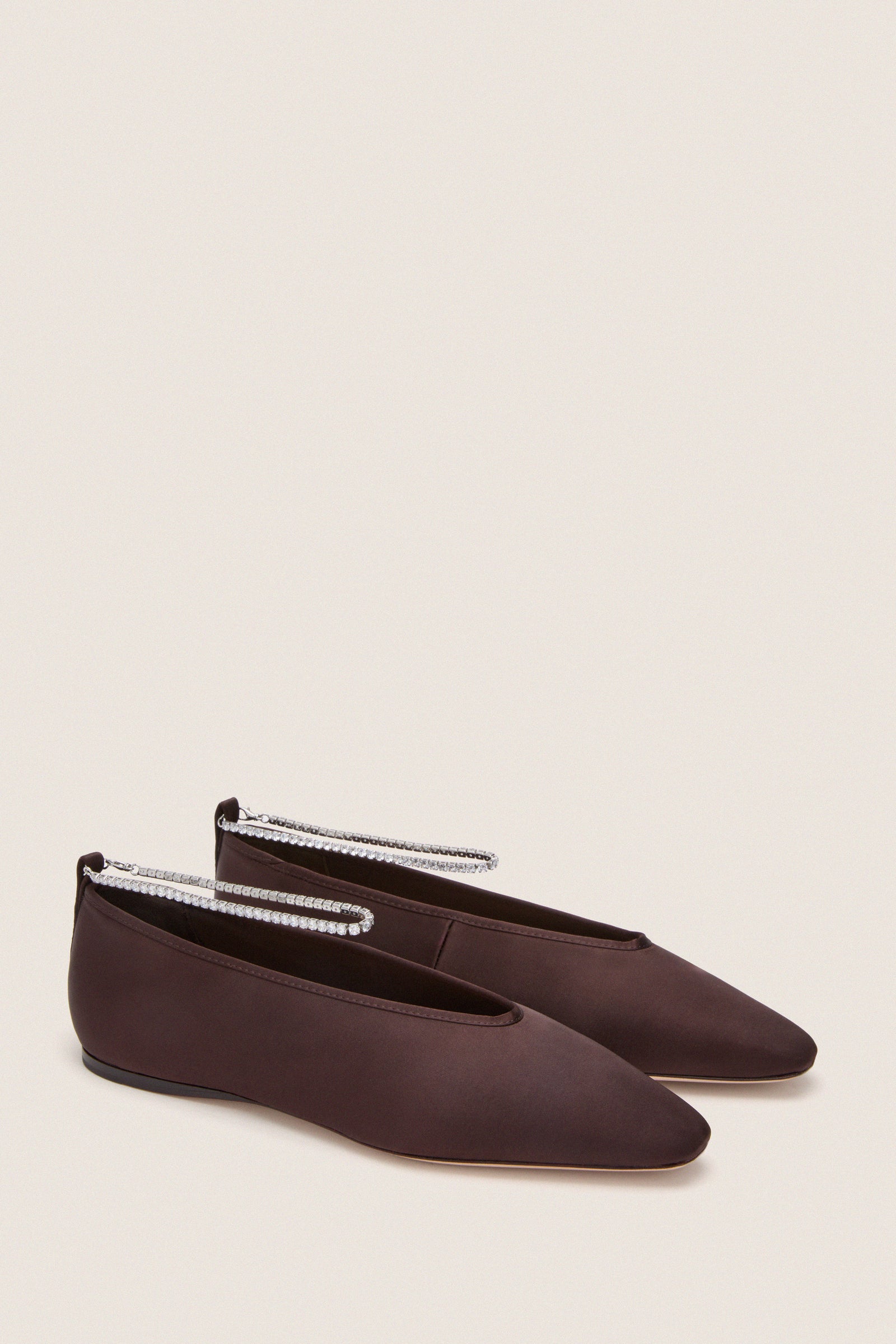 Dark Brown Satin with Crystals Emery Flats