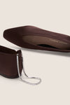 Dark Brown Satin with Crystals Emery Flats
