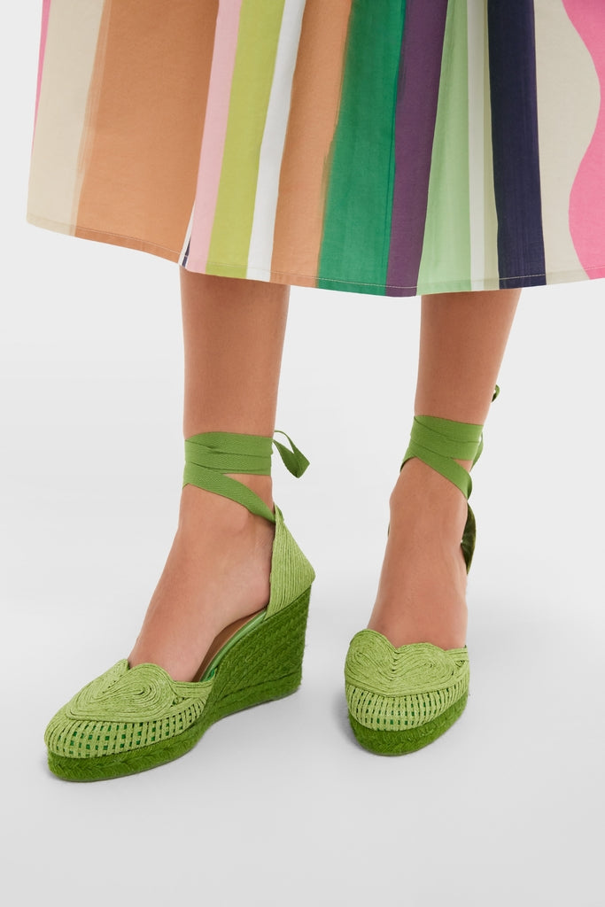 Verde Cacia Wedge Espadrilles Green | Castaner