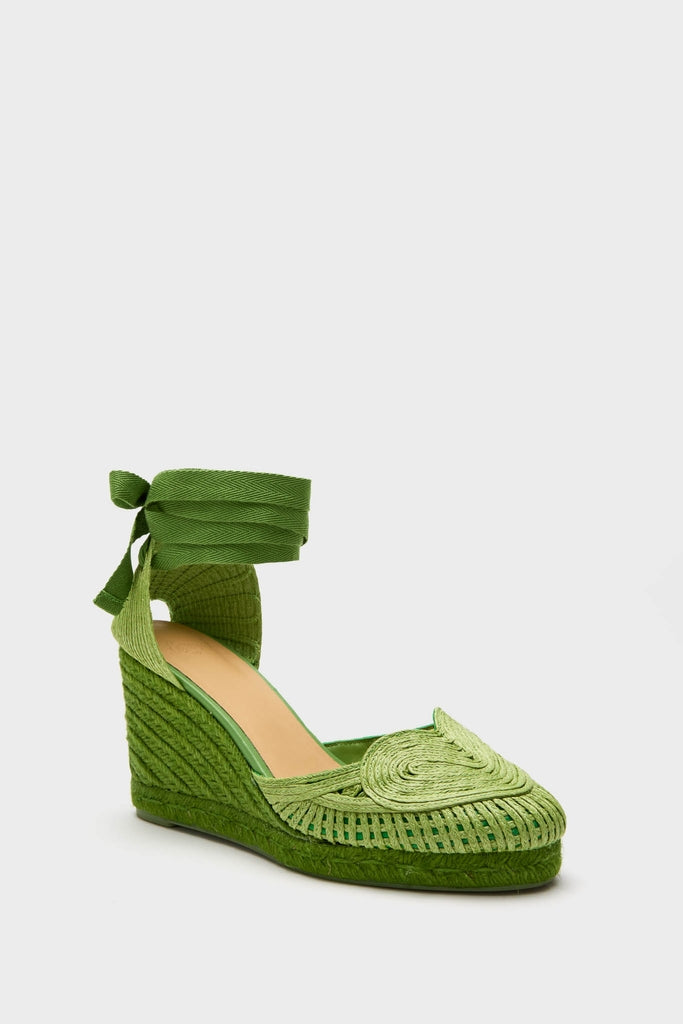 Verde Cacia Wedge Espadrilles Green | Castaner