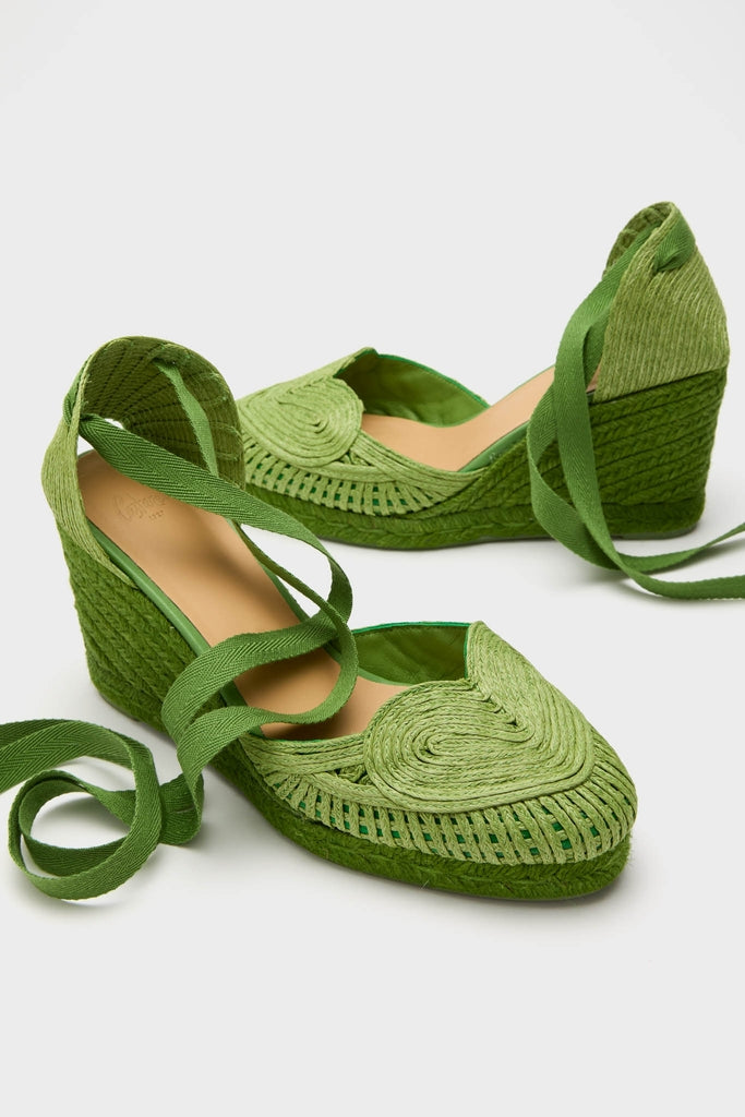 Verde Cacia Wedge Espadrilles Green | Castaner