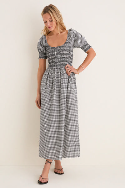 Black and Sand Gingham Madeline Nap Dress | Hill House Home