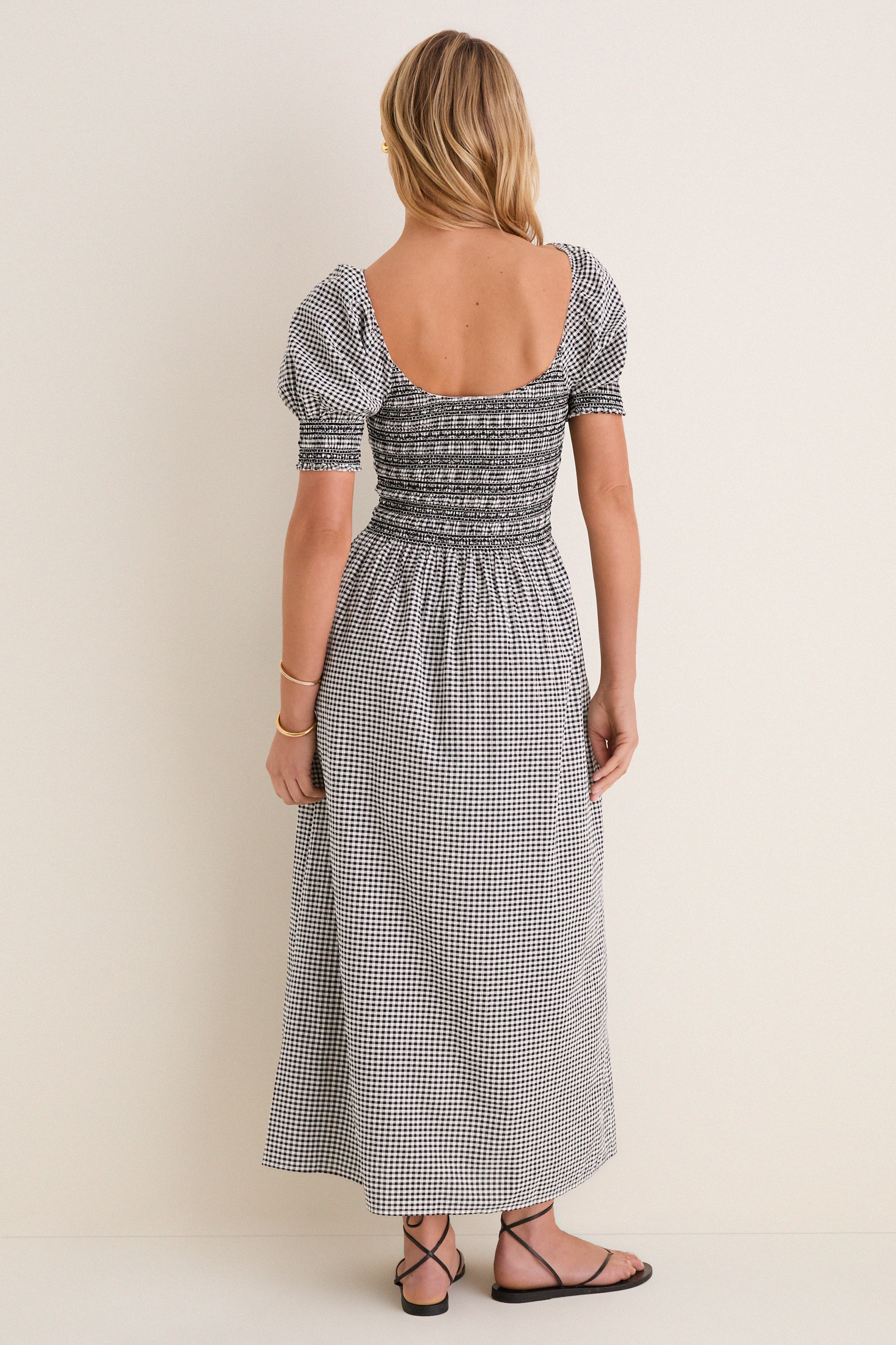 Black and Sand Gingham Madeline Nap Dress | Hill House Home