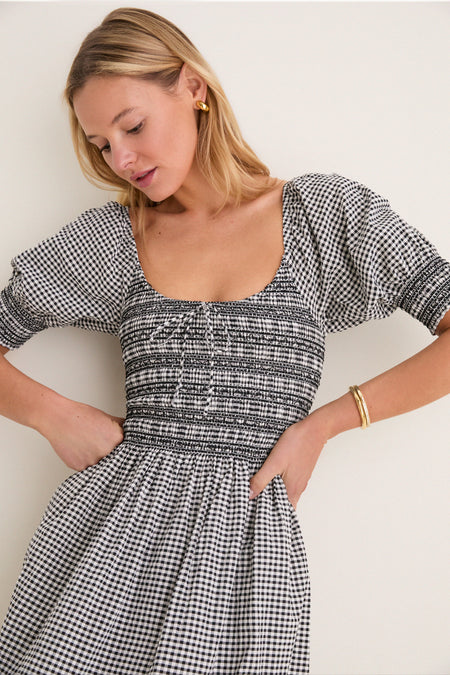 Black and Sand Gingham Madeline Nap Dress