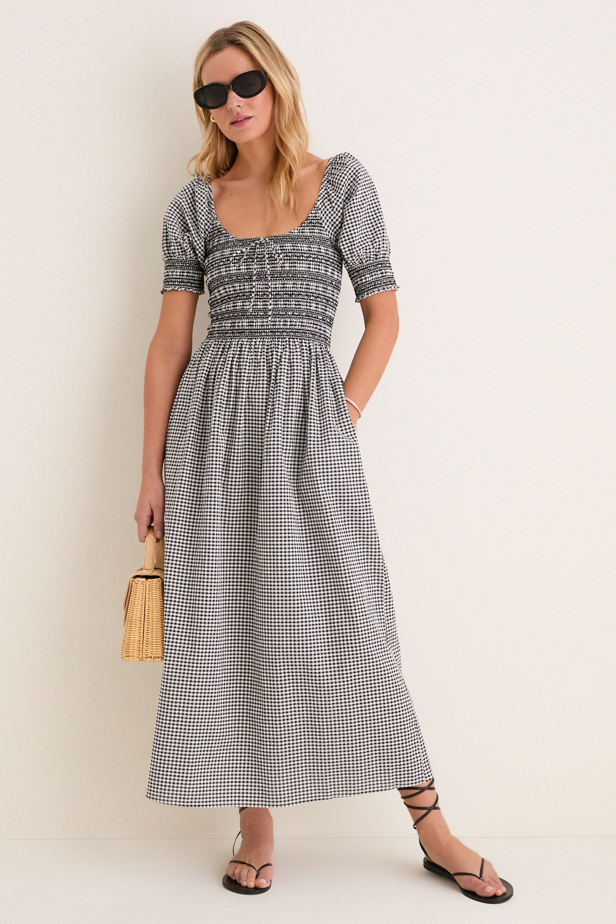 は*ん様 house on the hill L/S Tee (Checker) Black and Sand Gingham Madeline Nap Dress | Hill House Home