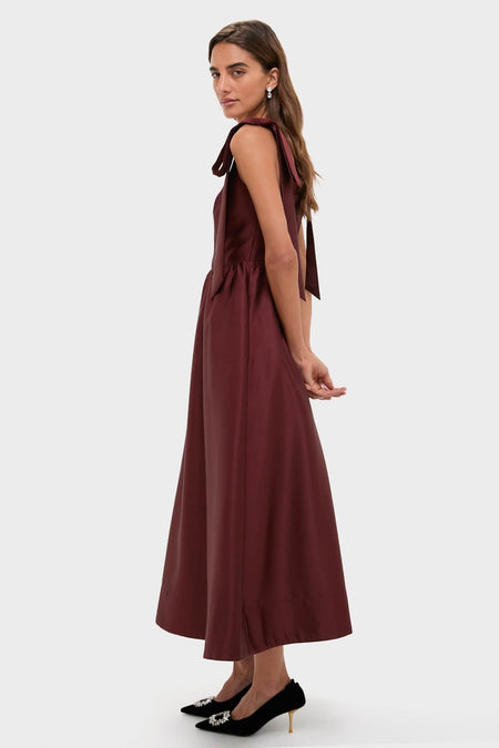 Oxblood Dupioni Bow Esme Dress