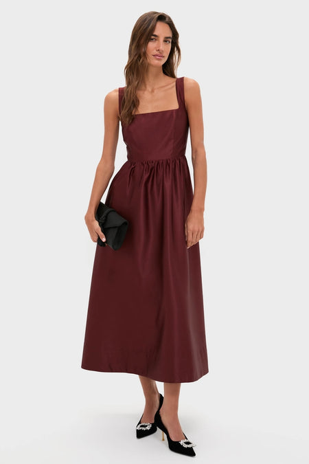 Oxblood Dupioni Bow Esme Dress