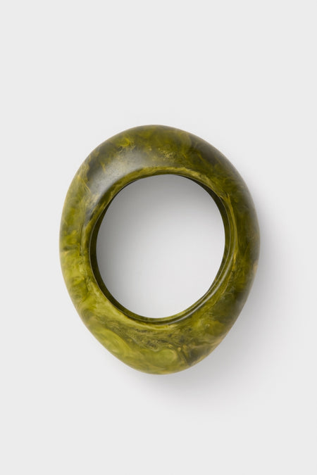 Malachite Rock Large Bangle: A classic, chunky green resin bracelet with a marbled finish, offering an effortless, high-end style for fun, versatile wear.