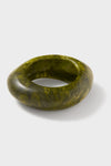 Malachite Rock Large Bangle: A classic, chunky olive-green resin bracelet with a smooth, effortless design, perfect for high-end, fun styling.