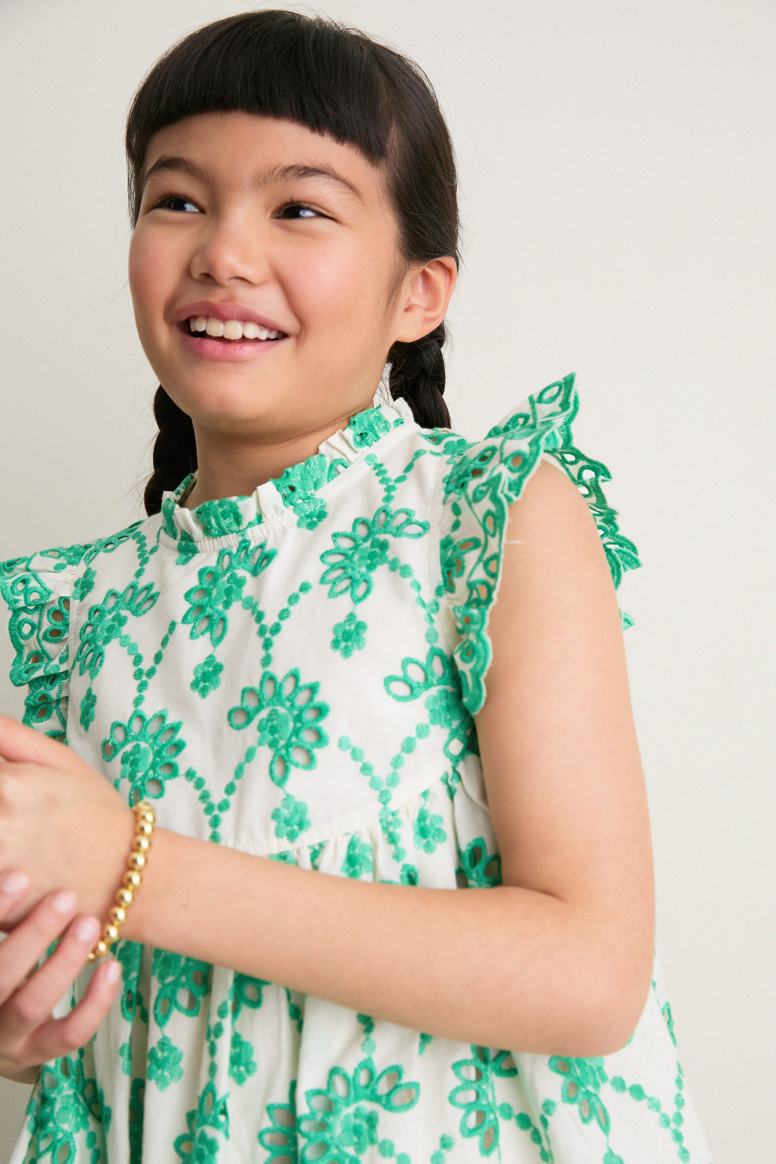 Kelly Green Eyelet Cynthia Dress