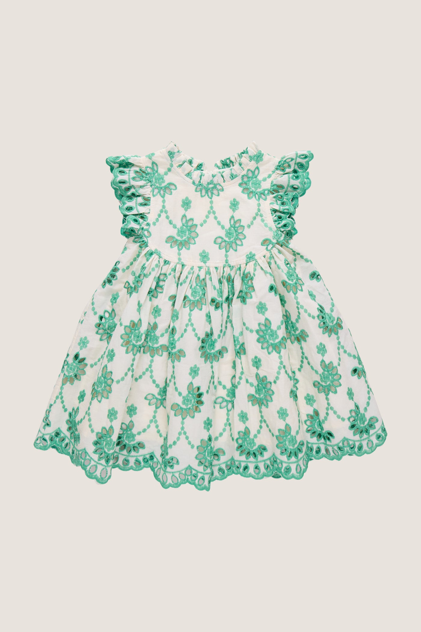 kelly green eyelet dress Kelly Green Lace Floral Eyelet Mini Midi Frill Dress / 2-2-2