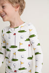 Cream Golf Tournament Kids Bamboo Pj Set
