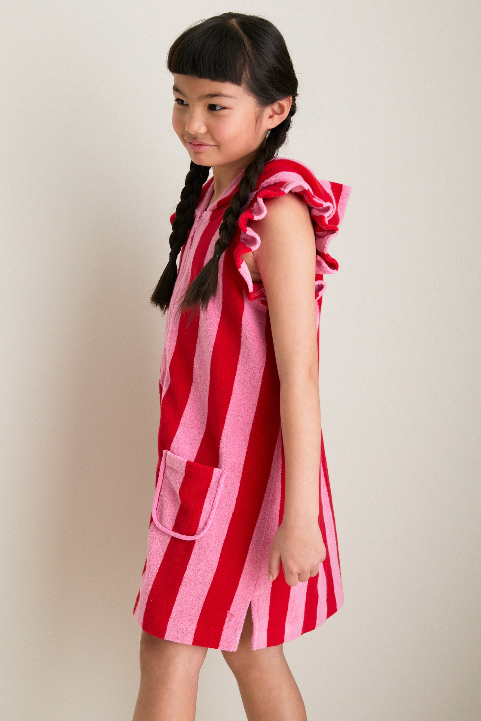 Pink Red Stripe Terry Coverup