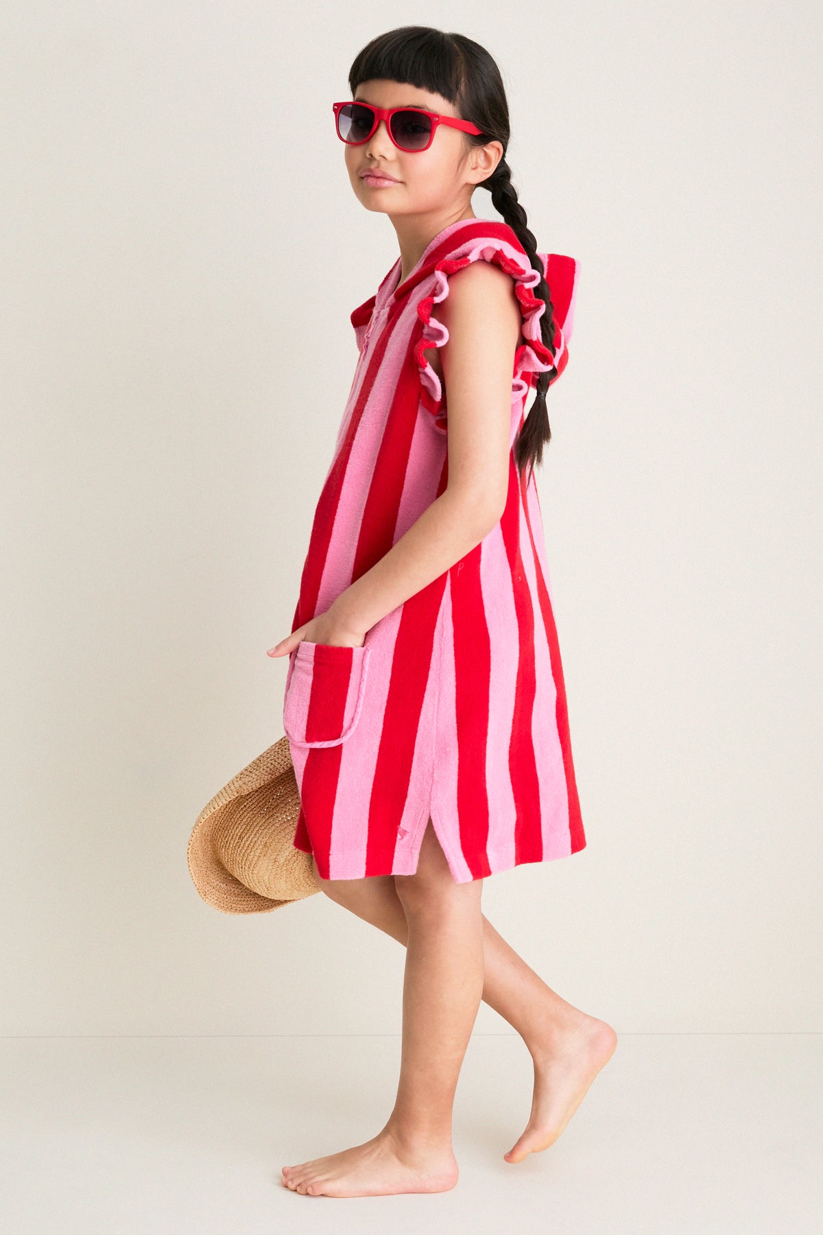 Pink Red Stripe Terry Coverup