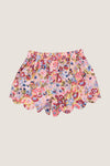 Burgundy Large Sketched Floral Scallop Short