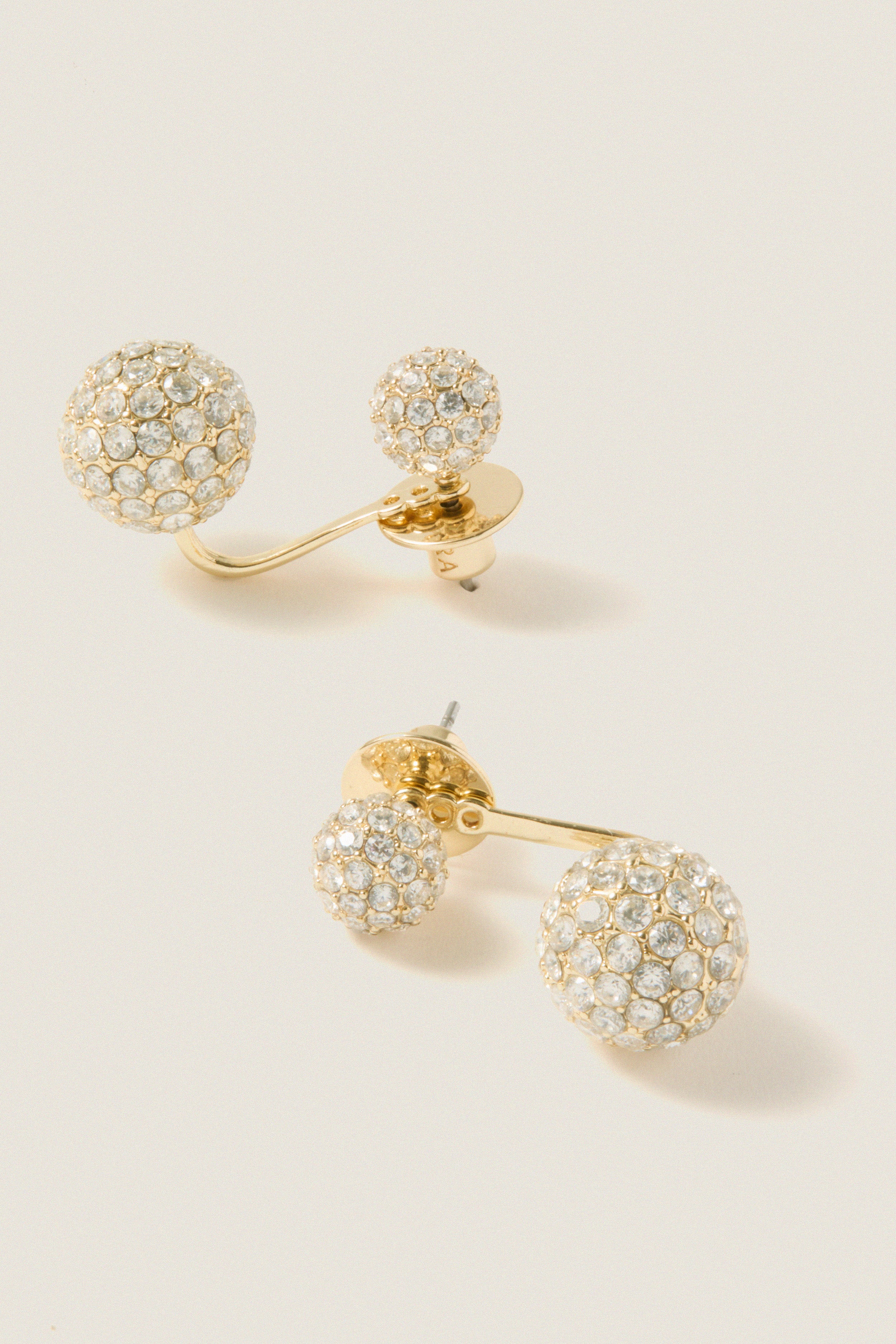 Gold and Pave Floating Spark Earrings