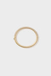 Gold and Pave Tubular Bracelet: Classic, hinged bangle with sparkling pavé stones on top, smooth polished gold-tone on bottom, perfect for effortless high-end elegance.