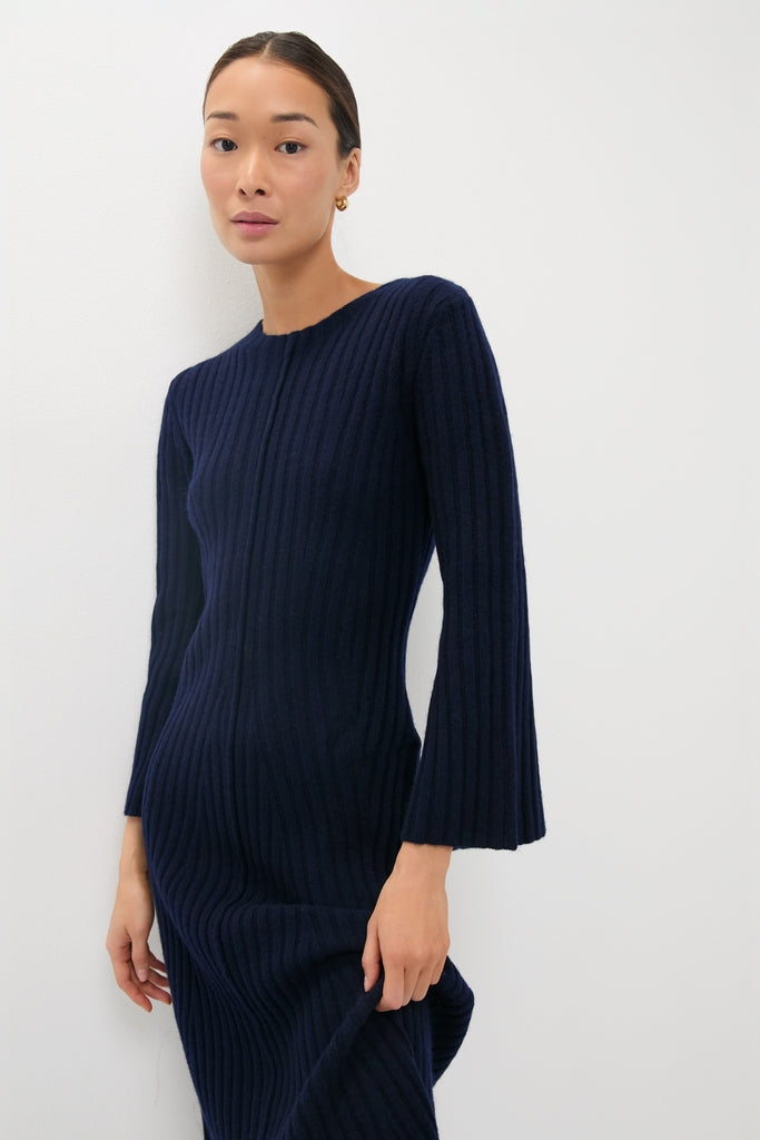 Wool Ribbed Knit Althea Maxi Dress