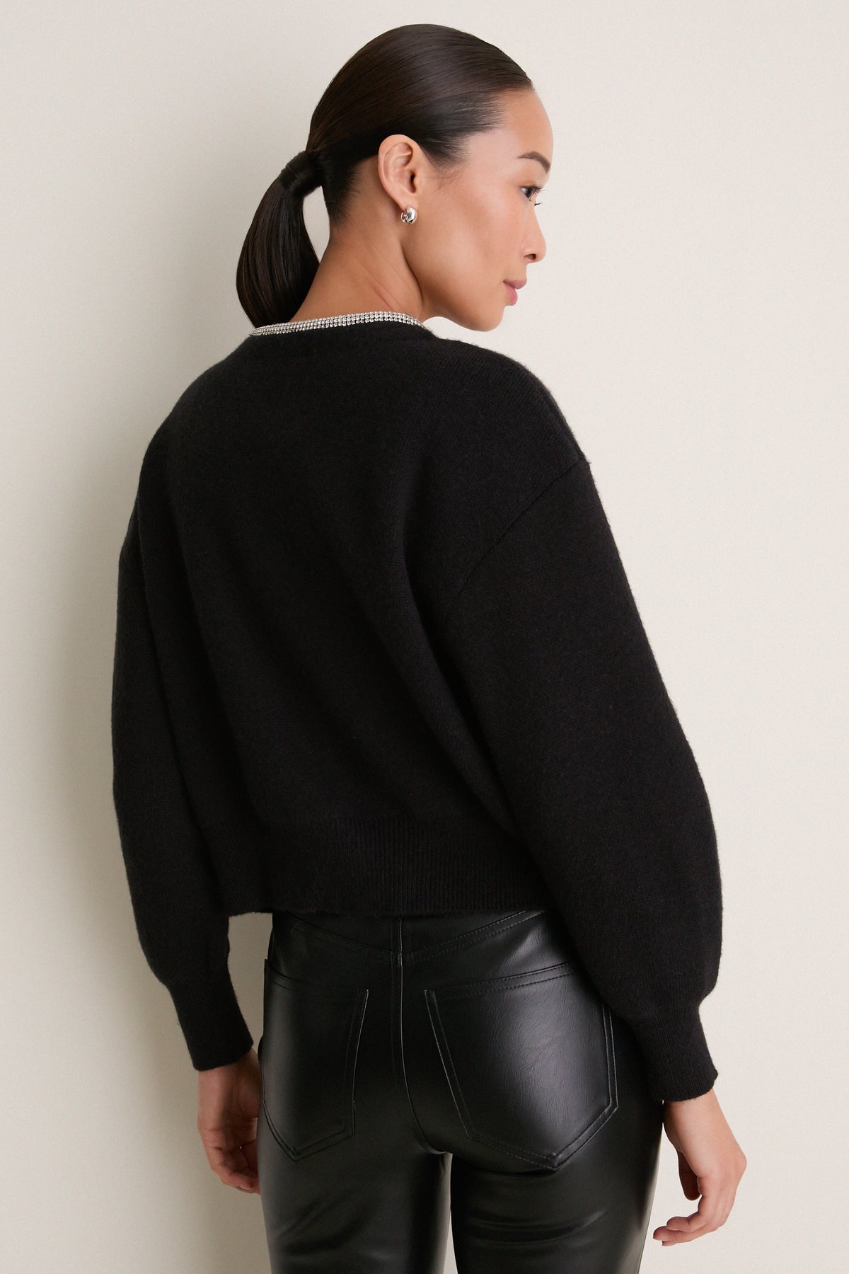 Black Sequin Trim Naomi Cardigan