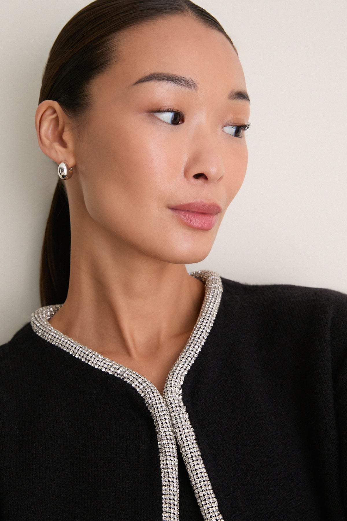 Black Sequin Trim Naomi Cardigan