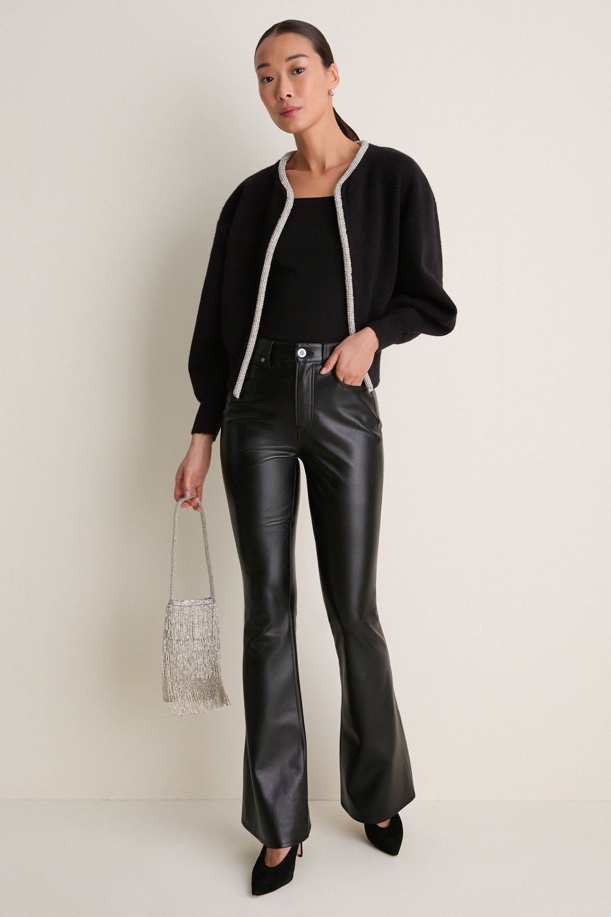 Black Sequin Trim Naomi Cardigan