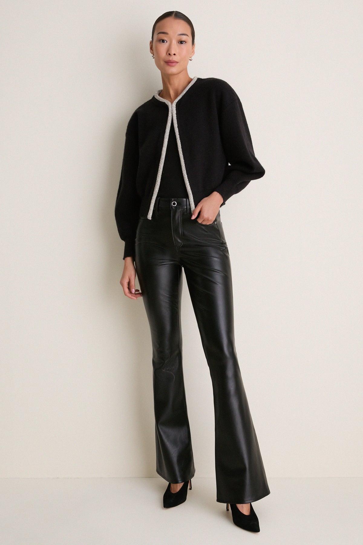 Black Sequin Trim Naomi Cardigan