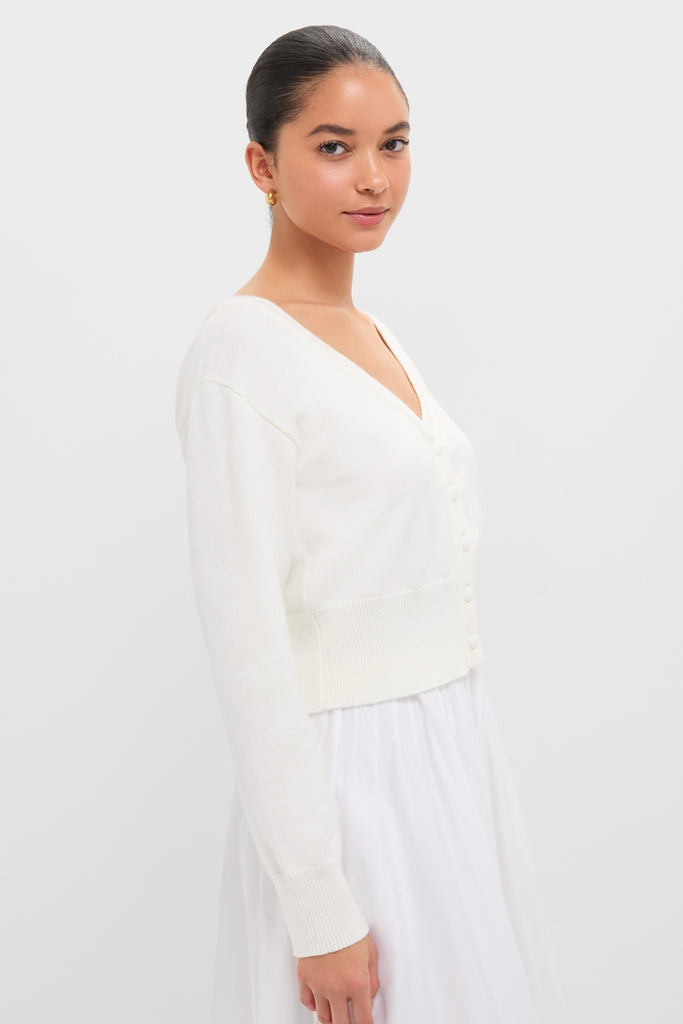 Ivory Off the Shoulder Stevens Cardigan