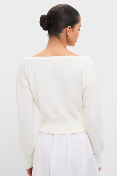 Ivory Off the Shoulder Stevens Cardigan