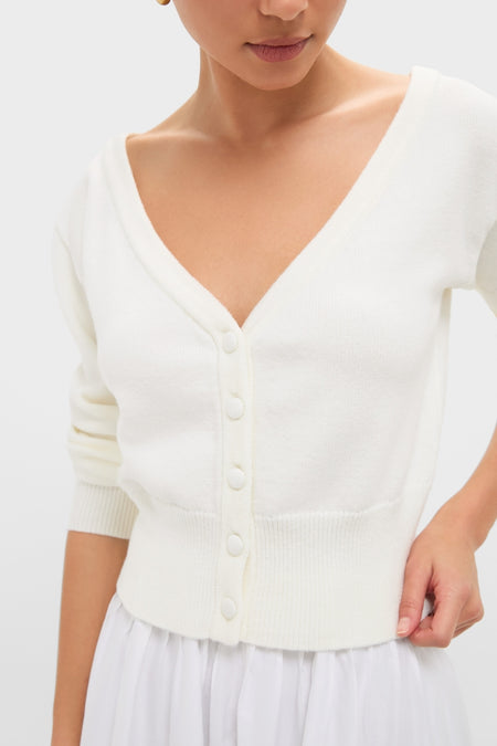 Ivory Off the Shoulder Stevens Cardigan