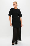 Black Knit Pleated Chiffon Nancy Dress
