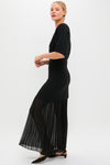 Black Knit Pleated Chiffon Nancy Dress
