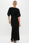 Black Knit Pleated Chiffon Nancy Dress
