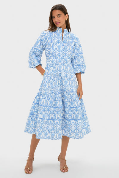 Blue and White Midi Hillsborough Dress | Hyacinth House Blue and White Midi Hillsborough Dress | Hyacinth House