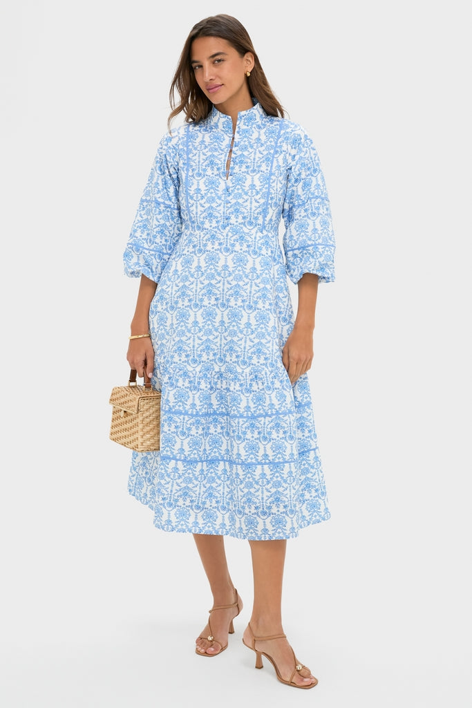 Blue and White Midi Hillsborough Dress | Hyacinth House Blue and White Midi Hillsborough Dress | Hyacinth House