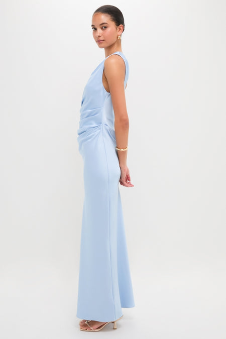 Ice Blue Angela One Shoulder Maxi Dress