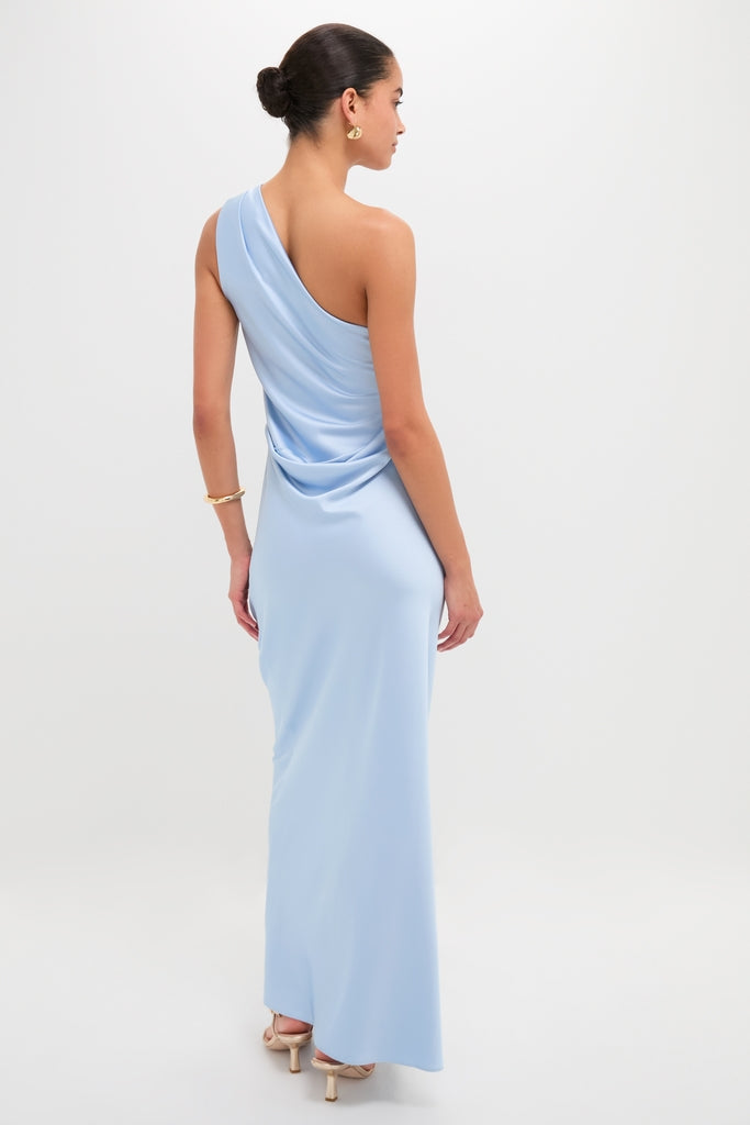 Ice Blue Angela One Shoulder Maxi Dress