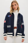 Navy Albright Fleece Varsity Jacket